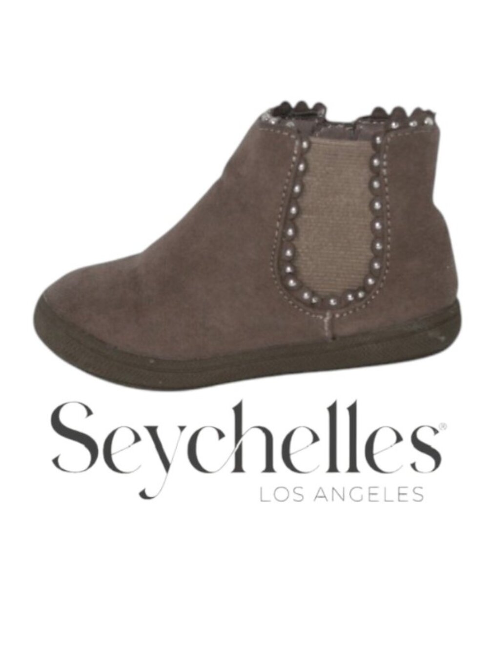 Seychelles Kids Brown Suede Chelsea Boot with Silver Accents Size 6